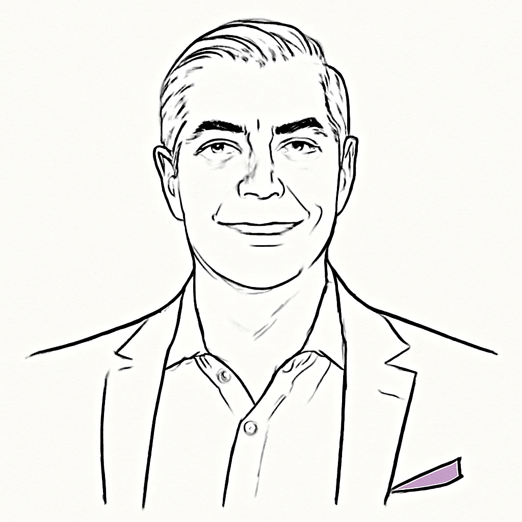 Drawn portrait of Mike Gannon