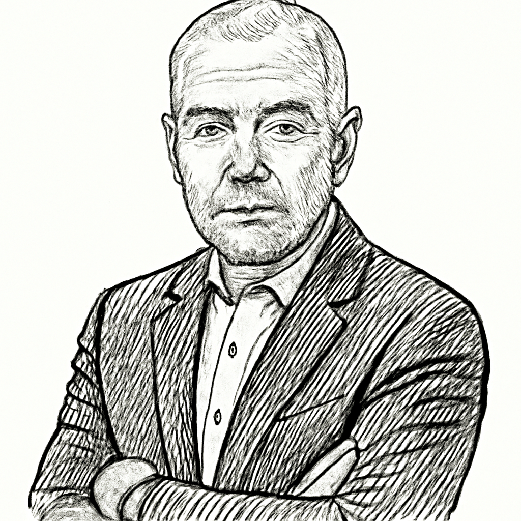 Drawn portrait of Jon Robertson