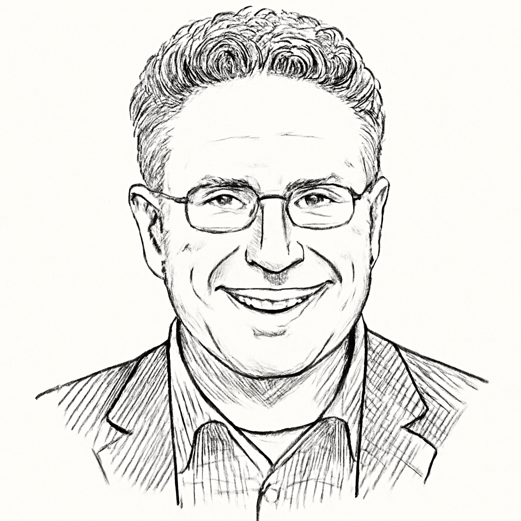 Drawn portrait of Arnnon Geshuri