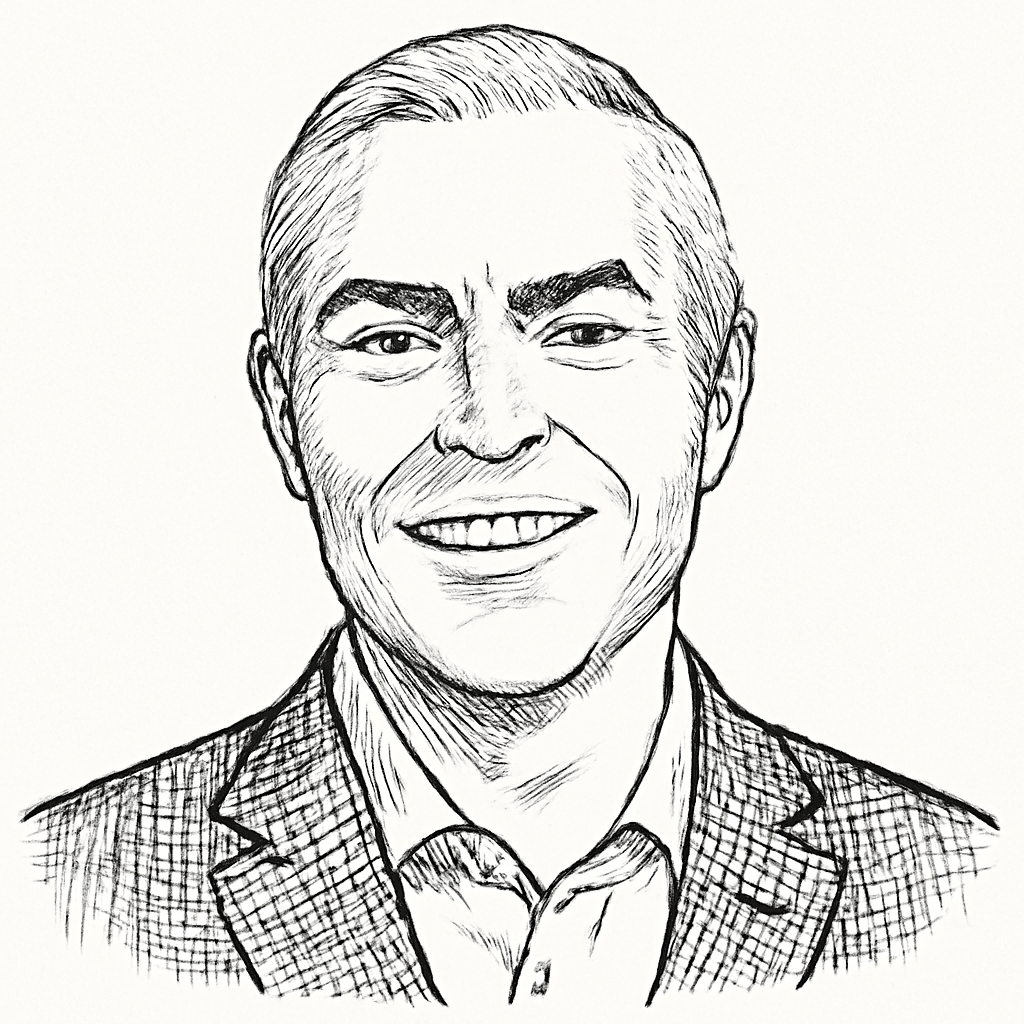 Drawn portrait of Michael Gannon