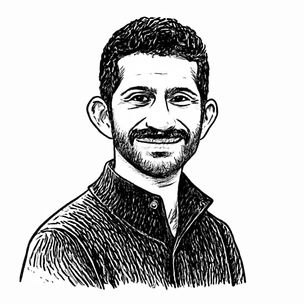 Drawn portrait of Prashanth Shenoy