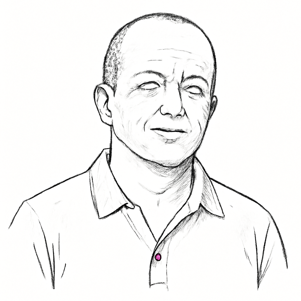 Drawn portrait of Sylvain Cazard