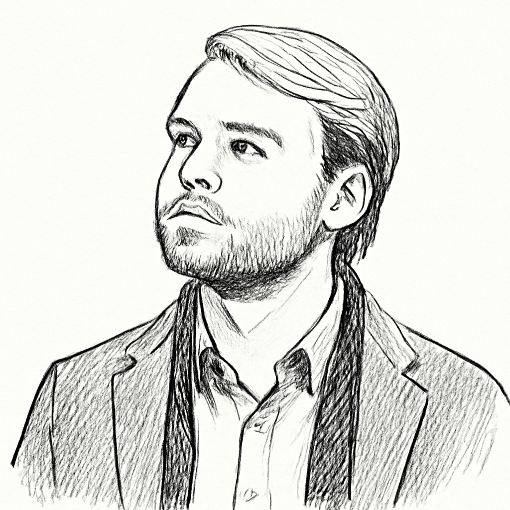 Drawn portrait of Peter Salanki