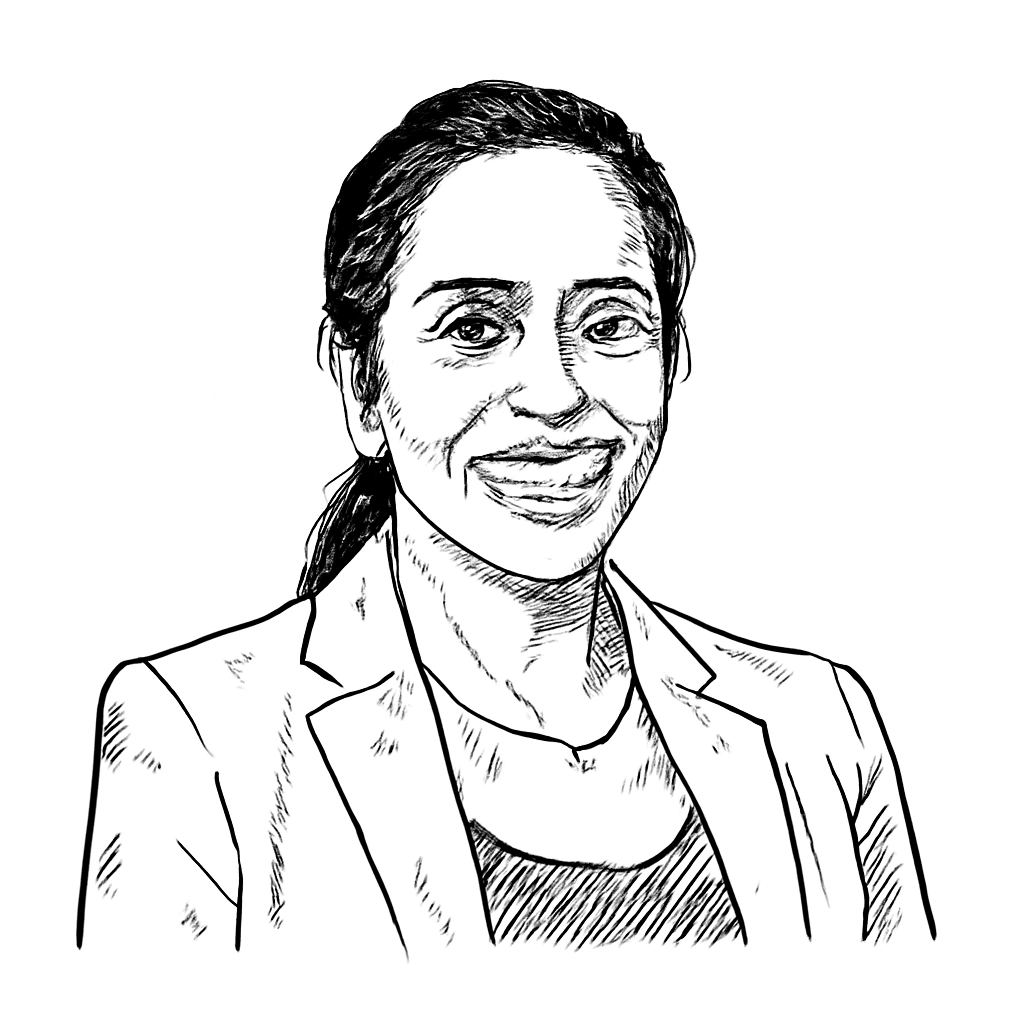 Drawn portrait of Sandy Venugopal
