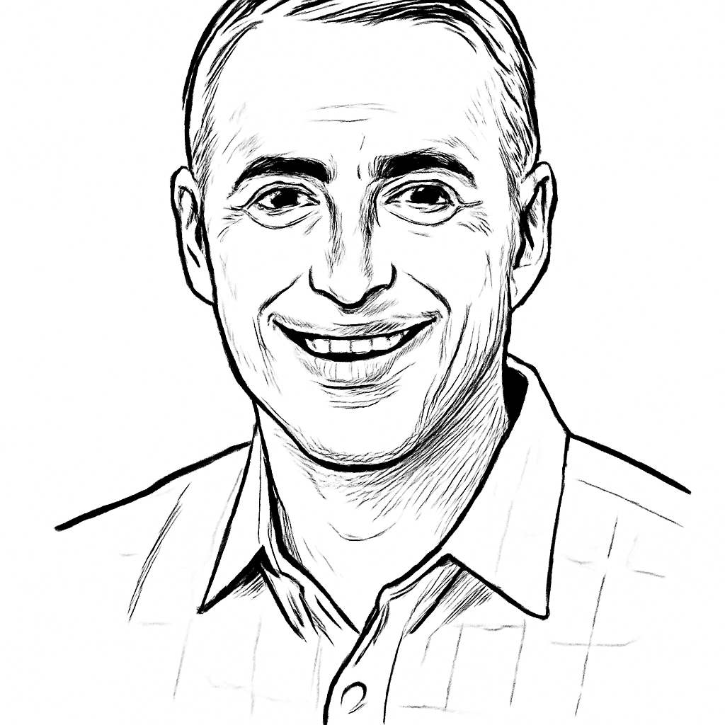 Drawn portrait of David Wadhwani