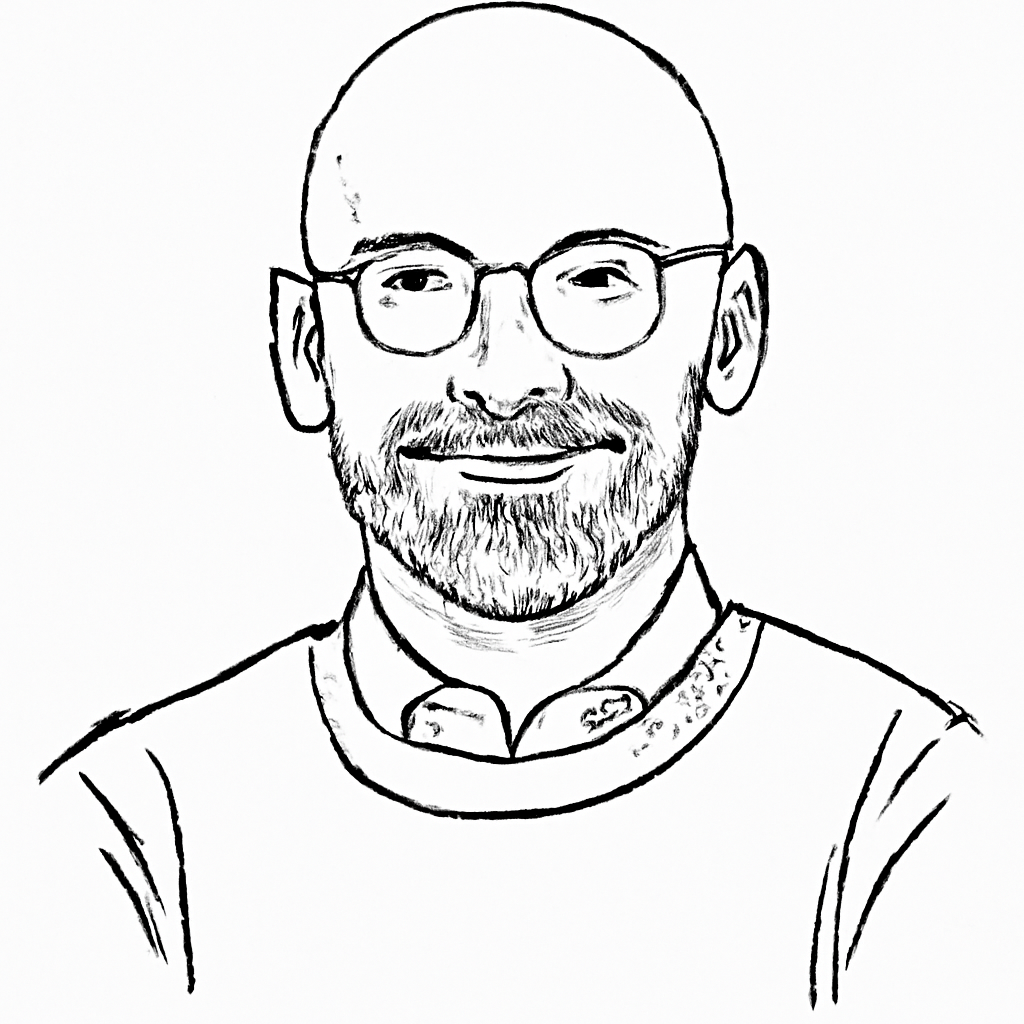 Drawn portrait of Tom Armitage