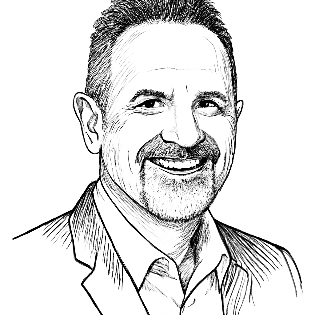 Drawn portrait of Rene Haas