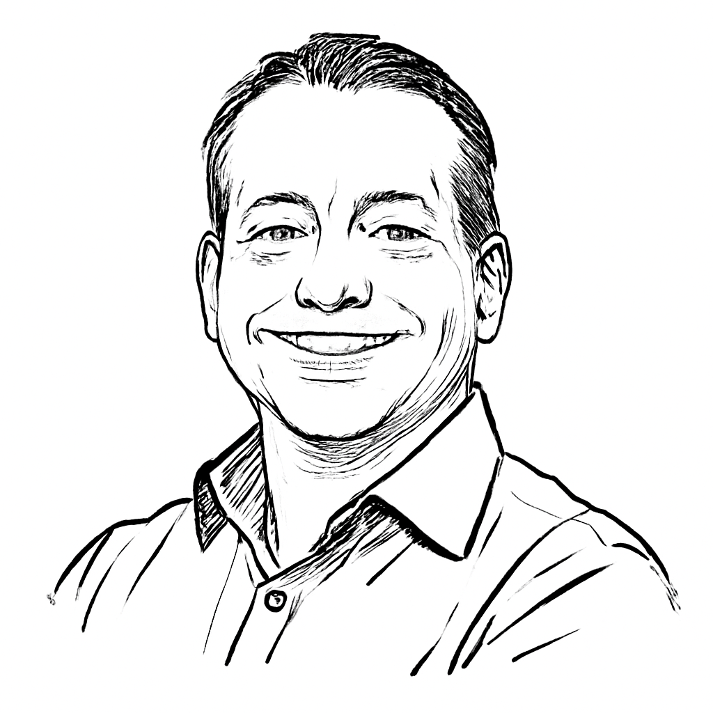 Drawn portrait of Gary Campbell
