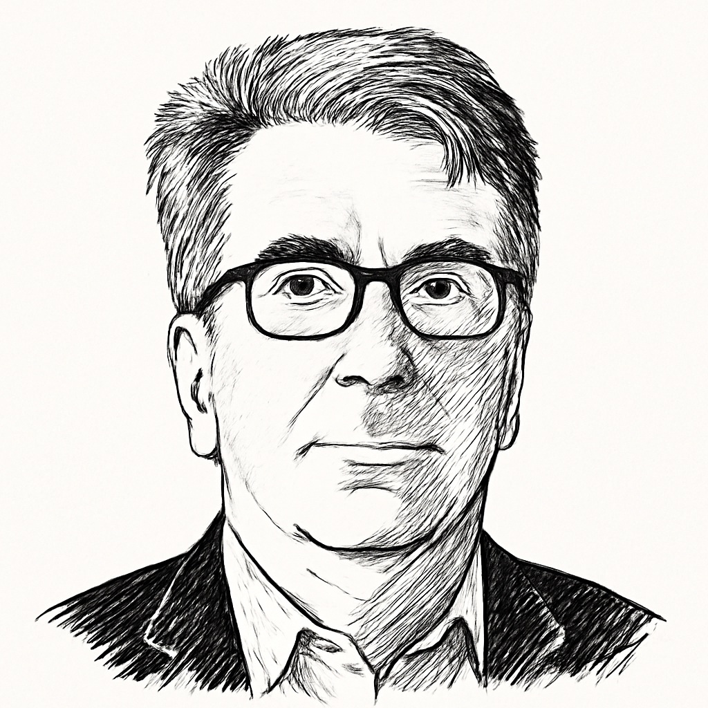 Drawn portrait of Peter L. Muldoon