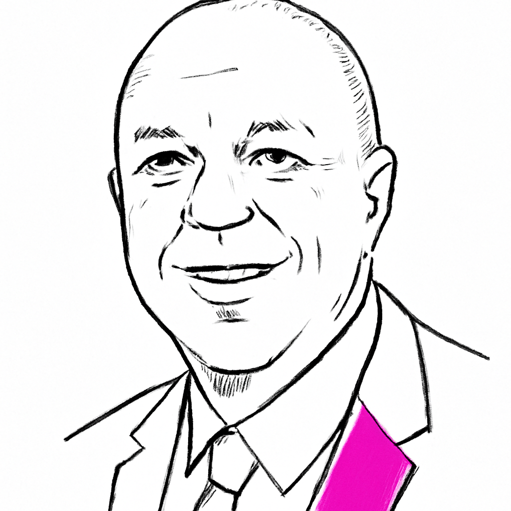 Drawn portrait of Tom Caronia