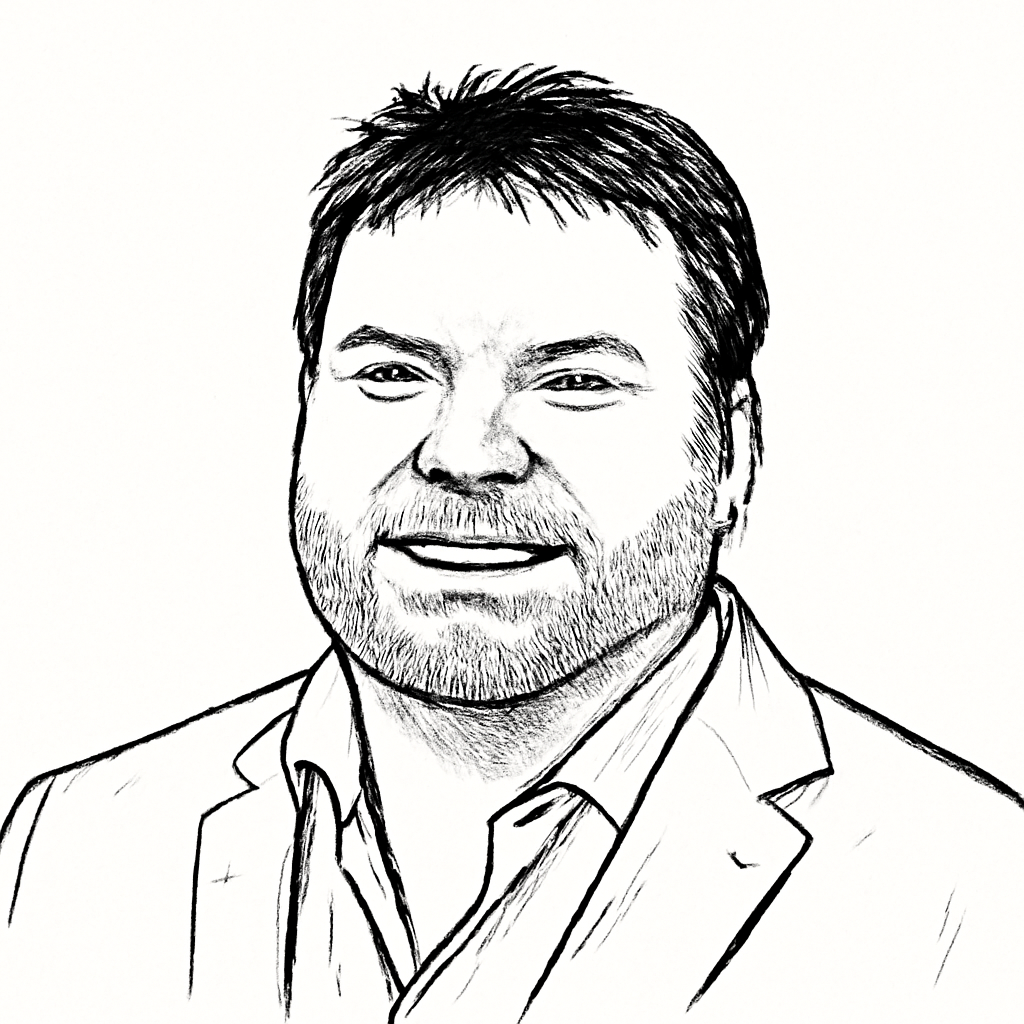 Drawn portrait of Glen Robson
