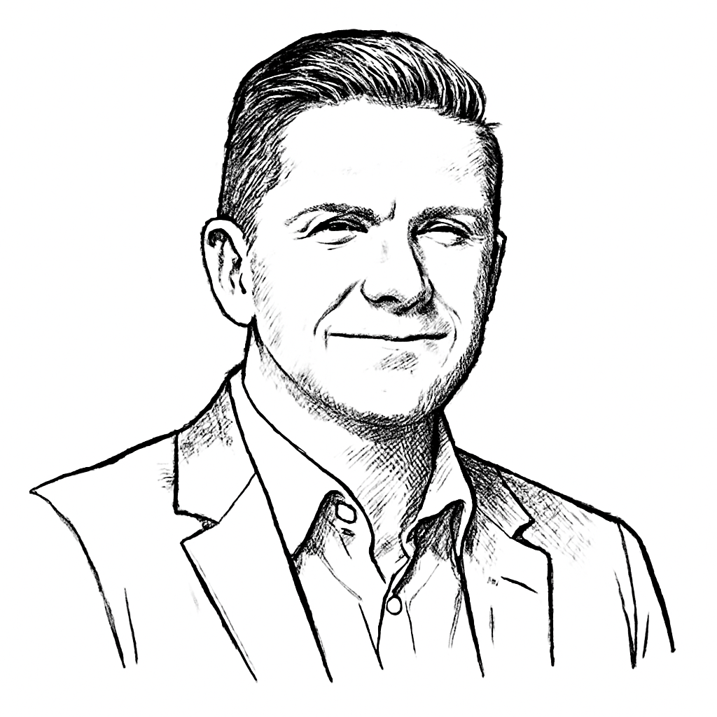 Drawn portrait of Andy Duffett