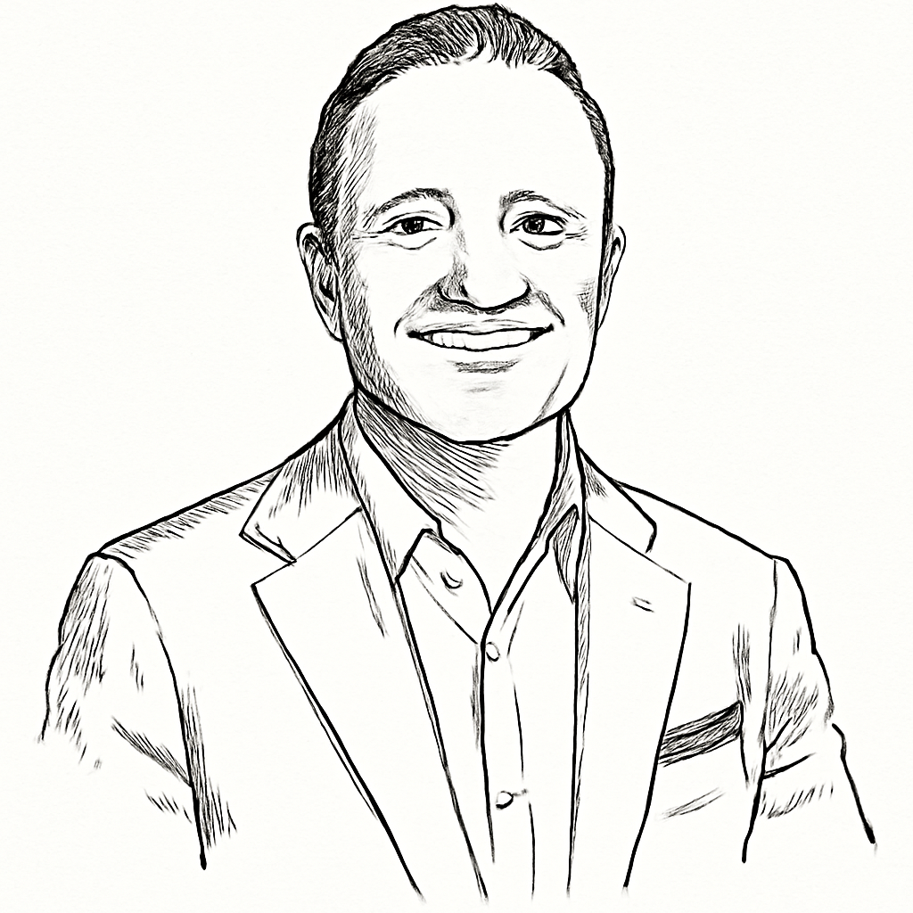 Drawn portrait of Amjad Hussain