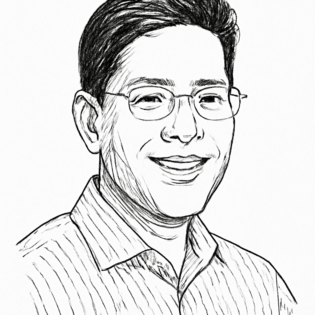 Drawn portrait of Dipak Golechha