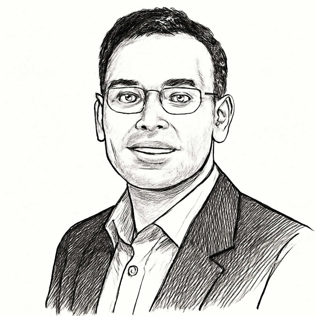 Drawn portrait of Anand Oswal