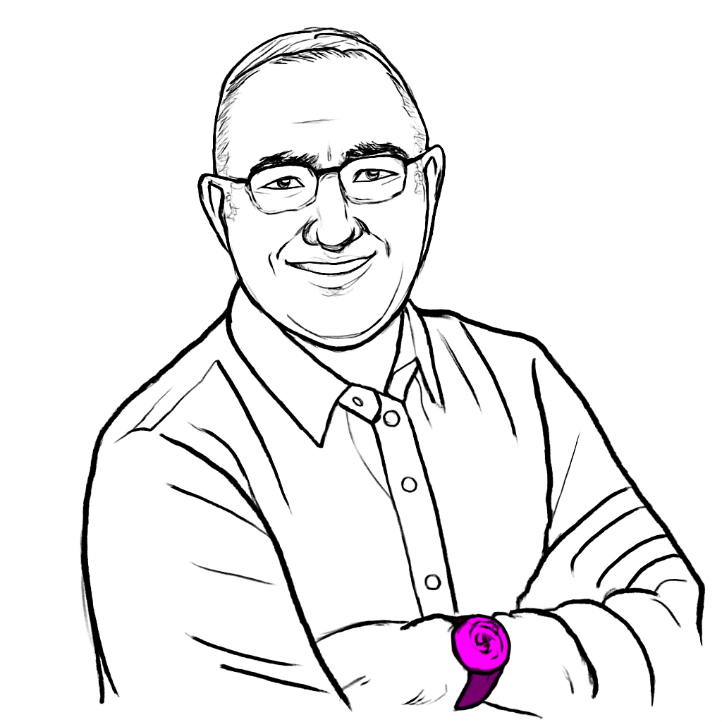 Drawn portrait of Antonio Neri