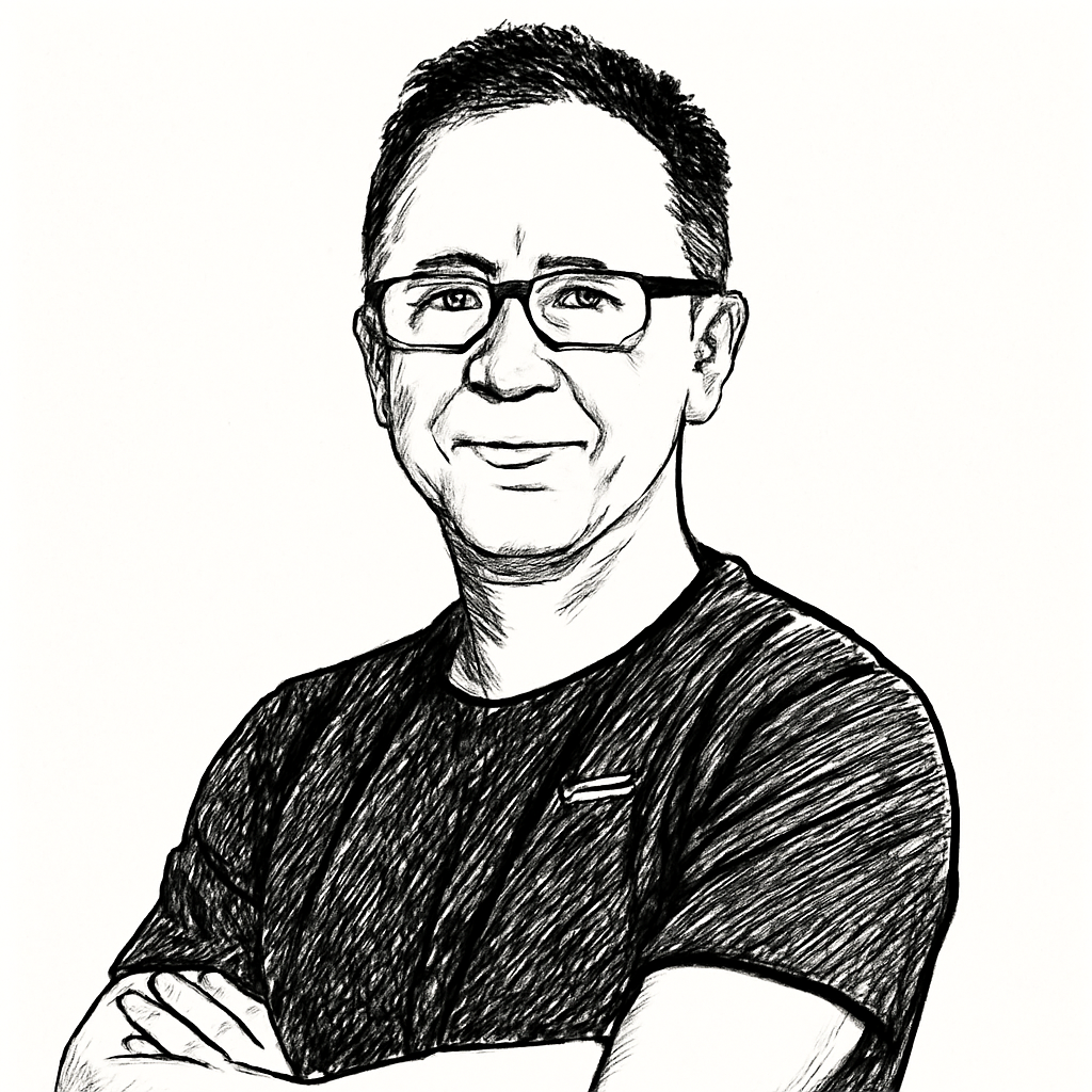 Drawn portrait of Jon Wang