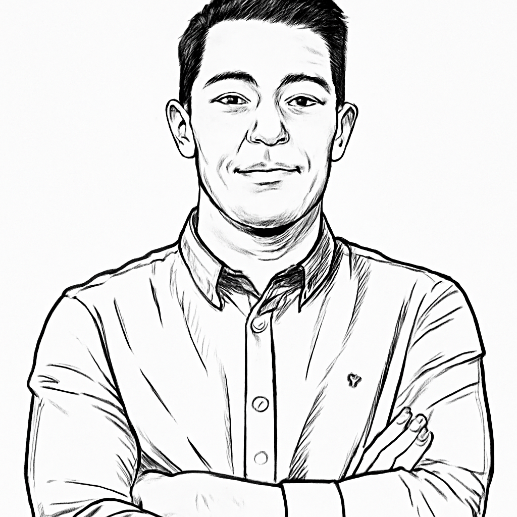 Drawn portrait of Brad Lightcap
