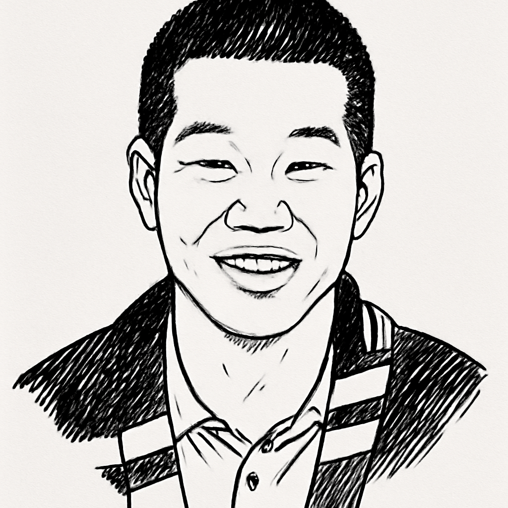 Drawn portrait of Mark Chen