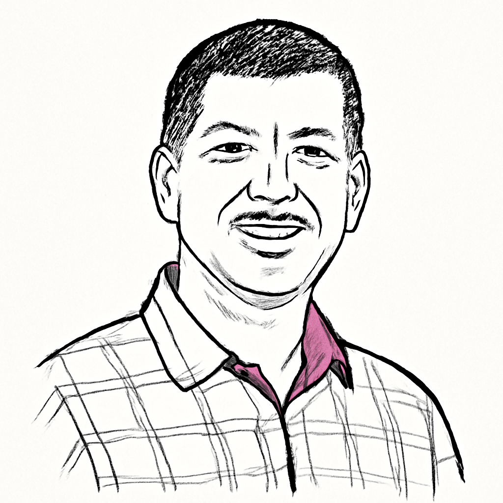 Drawn portrait of Krishna Rao