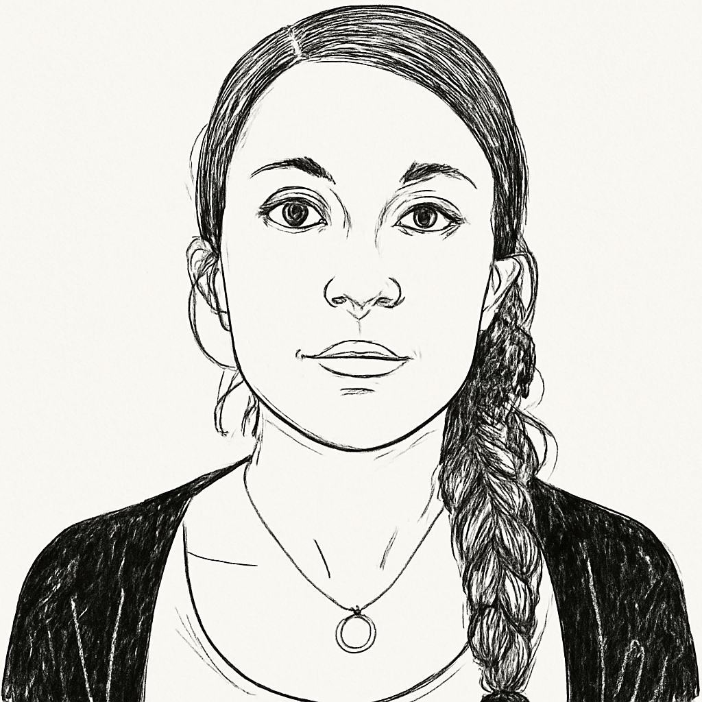 Drawn portrait of Averill Roy