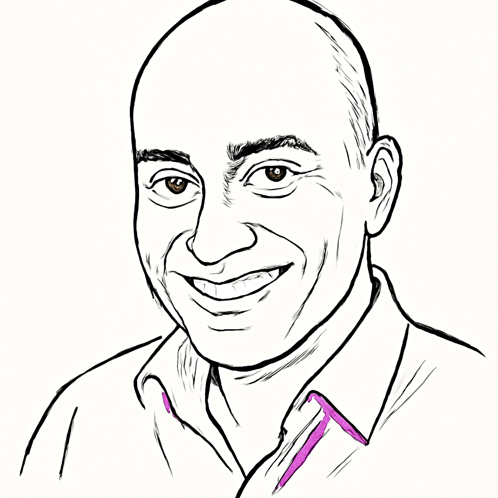 Drawn portrait of Vipul Ved Prakash