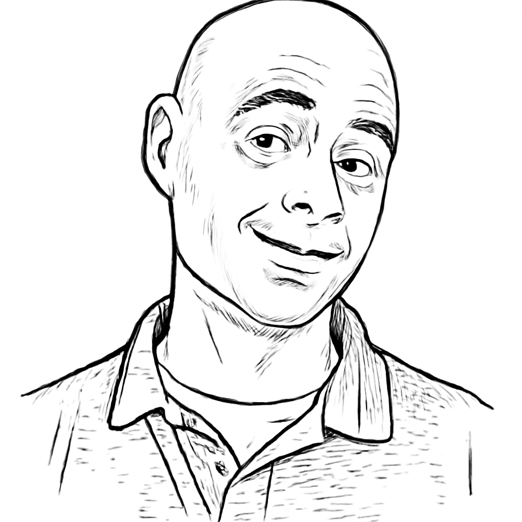 Drawn portrait of Chris Ré