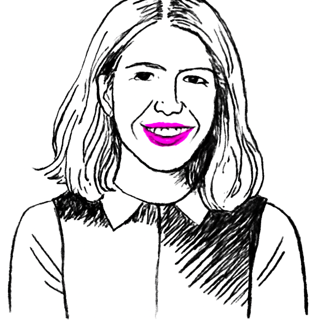 Drawn portrait of Audrey Herblin-Stoop