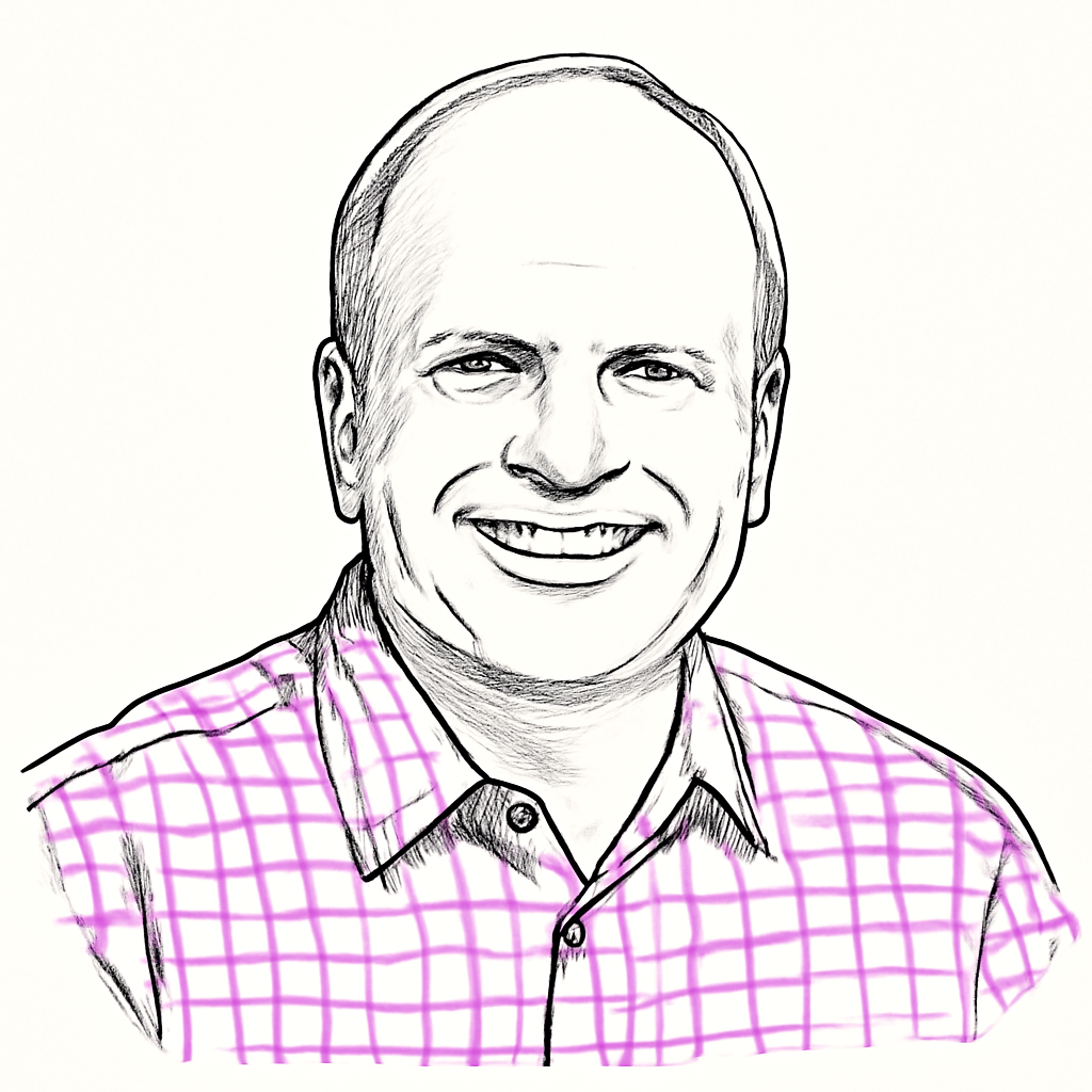 Drawn portrait of Randy Glein