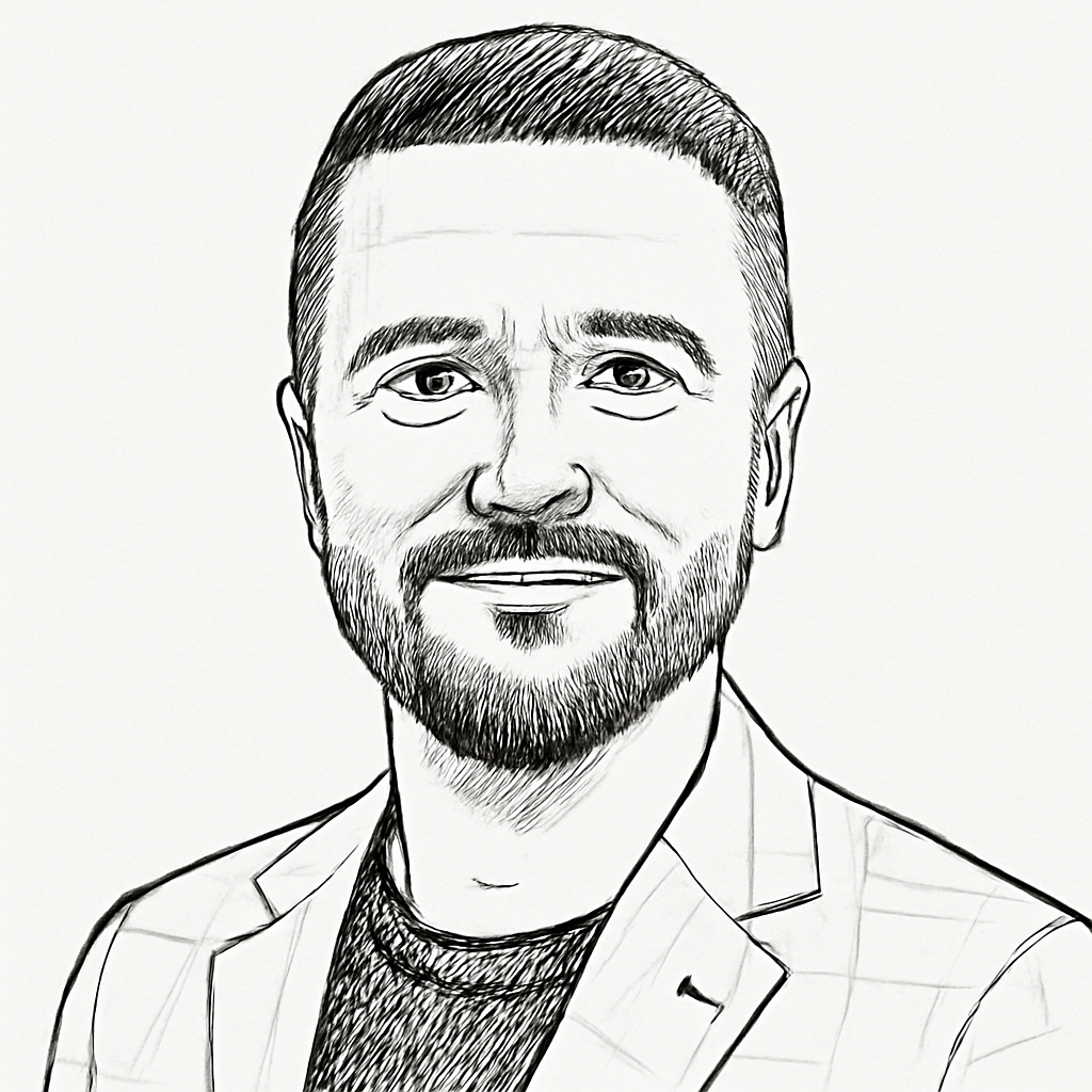 Drawn portrait of Arthur Mouratov