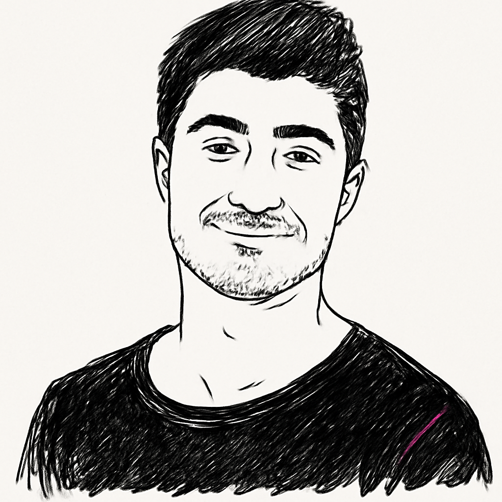 Drawn portrait of Hisham Elhaddad
