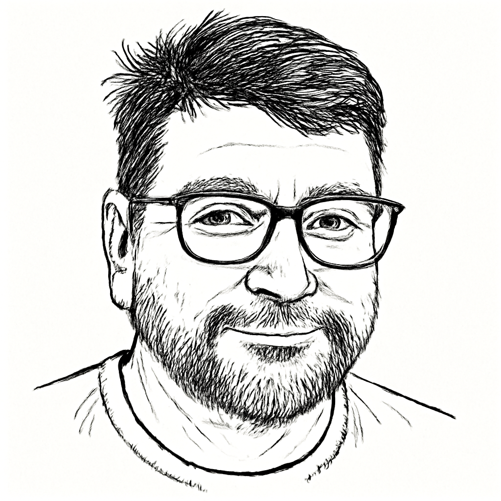 Drawn portrait of Dave Green