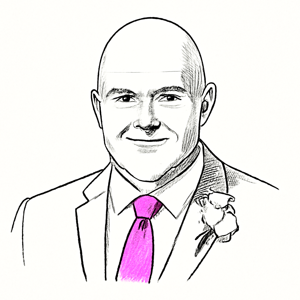 Drawn portrait of T. Greg Doucette