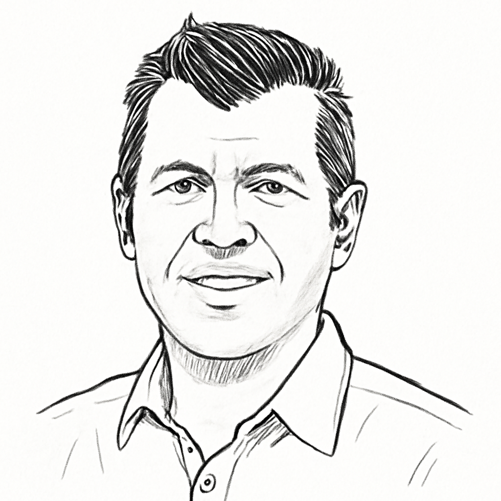 Drawn portrait of David Hall