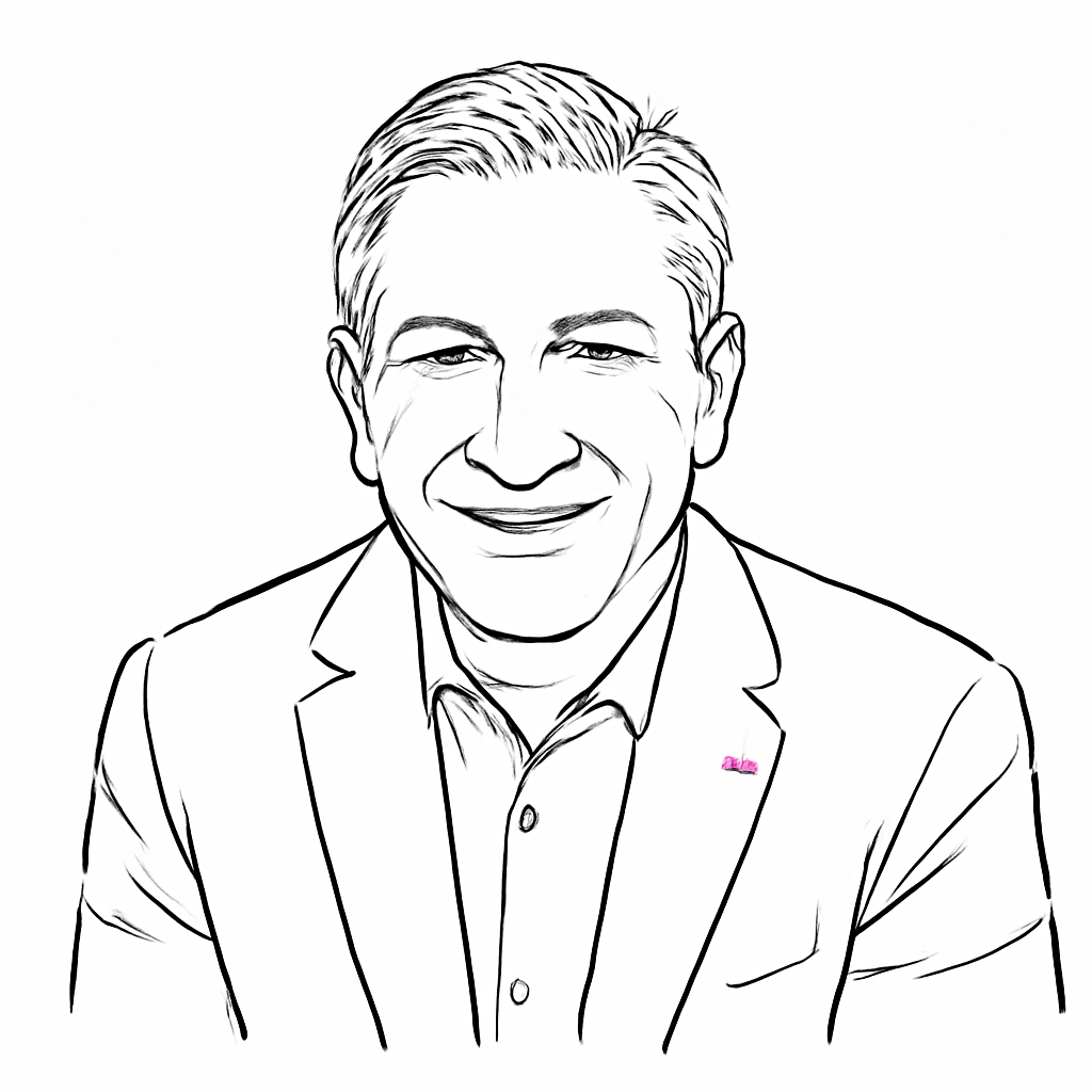 Drawn portrait of Mark Anderson