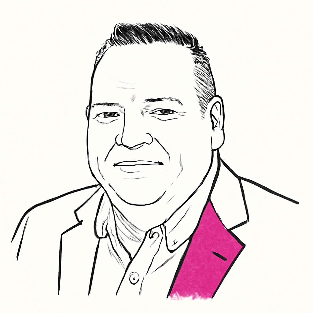 Drawn portrait of Tom Evans