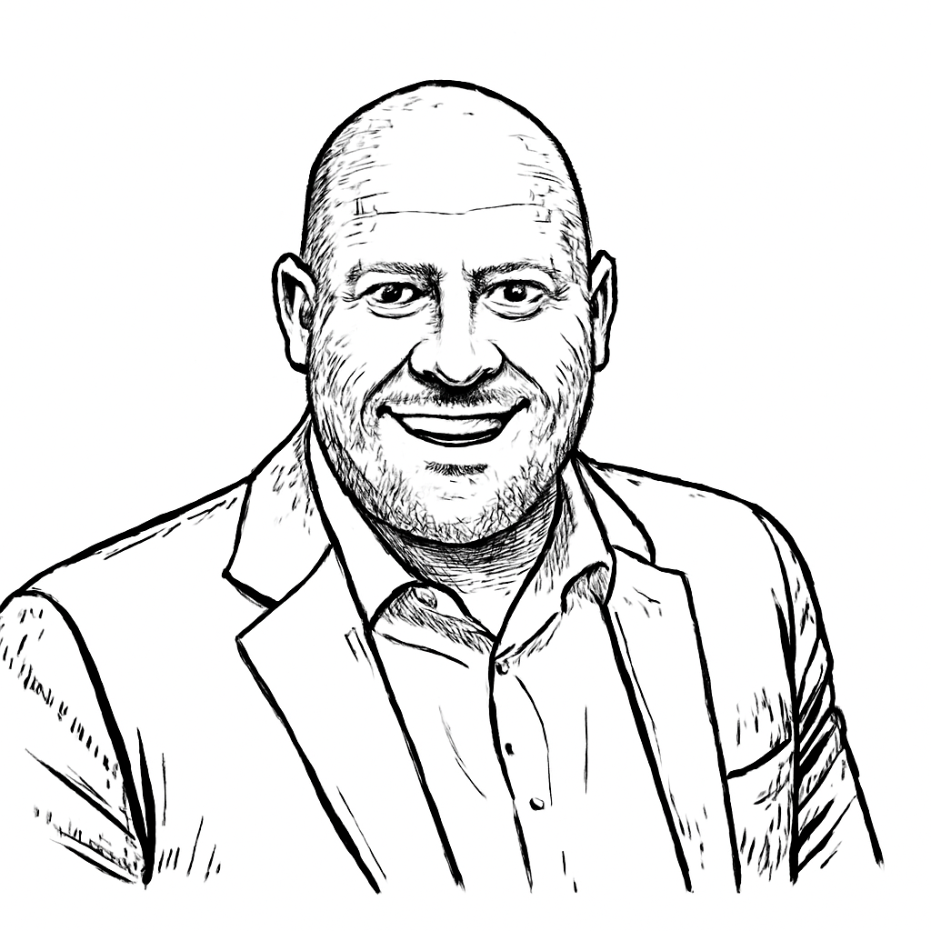 Drawn portrait of Grant Bourzikas