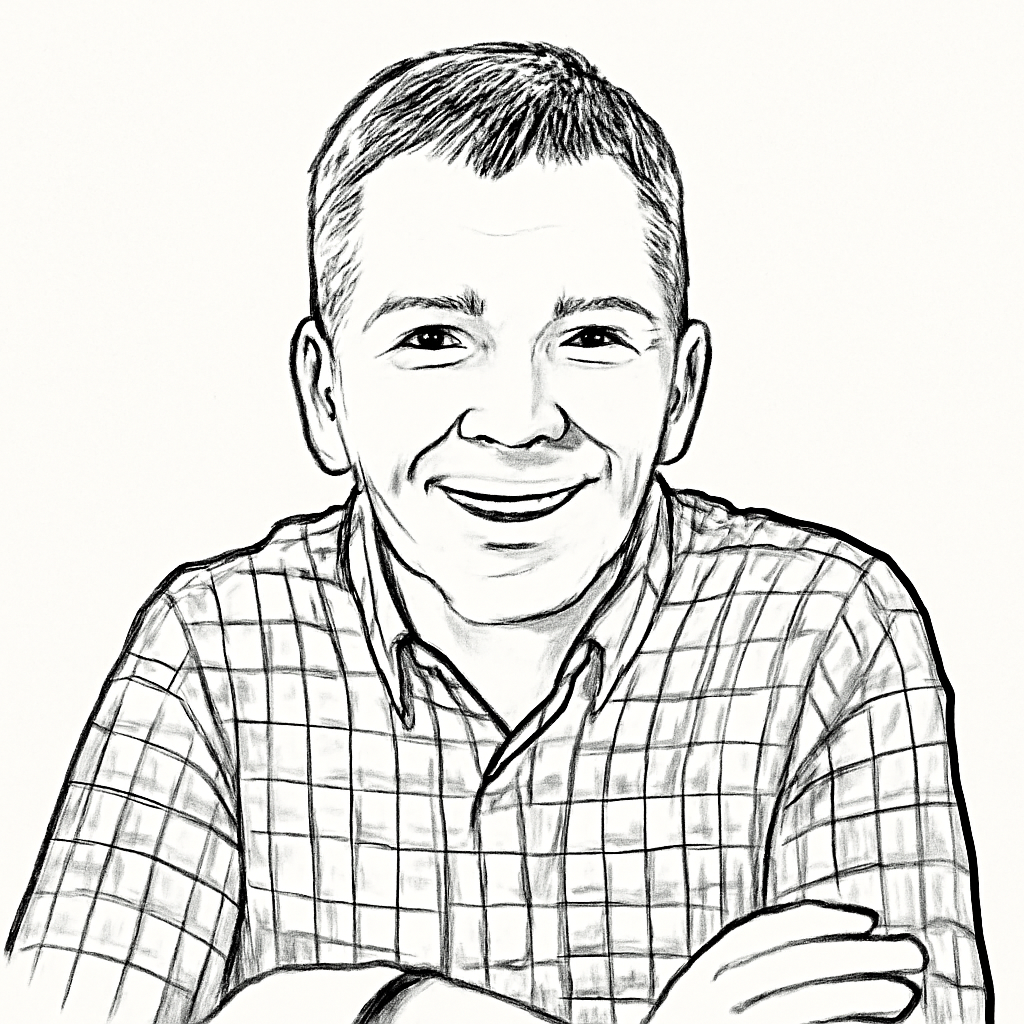 Drawn portrait of Douglas Kramer