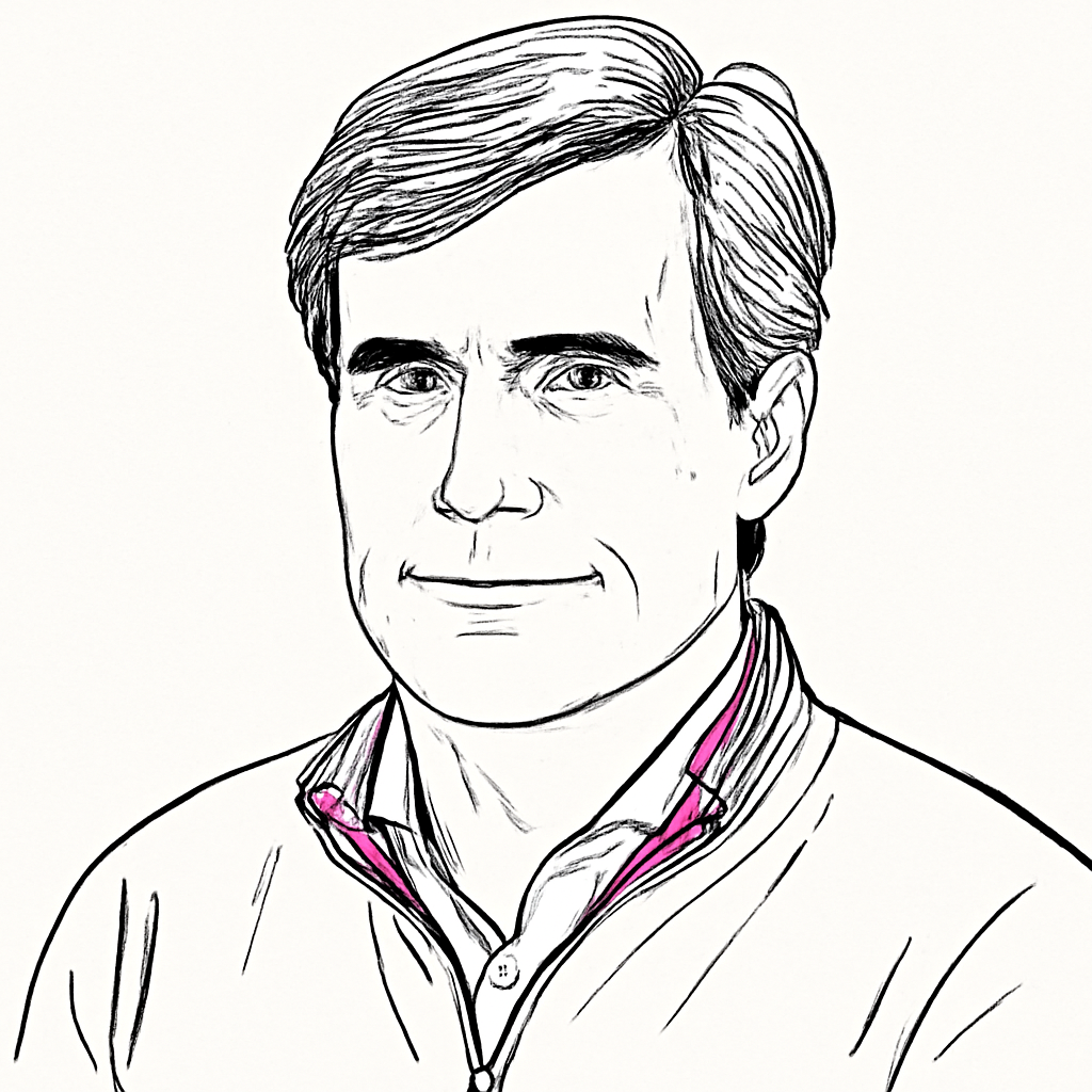 Drawn portrait of Scott Sandell