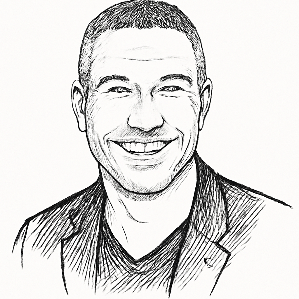 Drawn portrait of Ryan Gavin