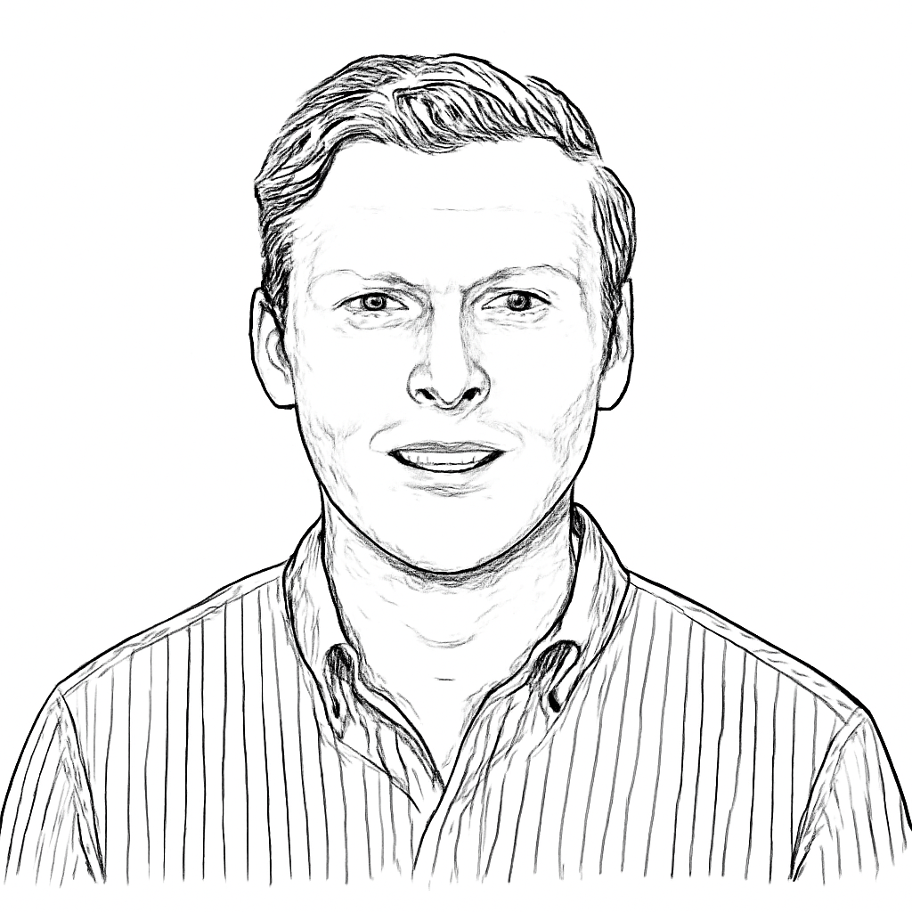 Drawn portrait of Andrew Macdonald