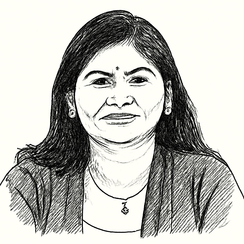 Drawn portrait of V V Suneetha