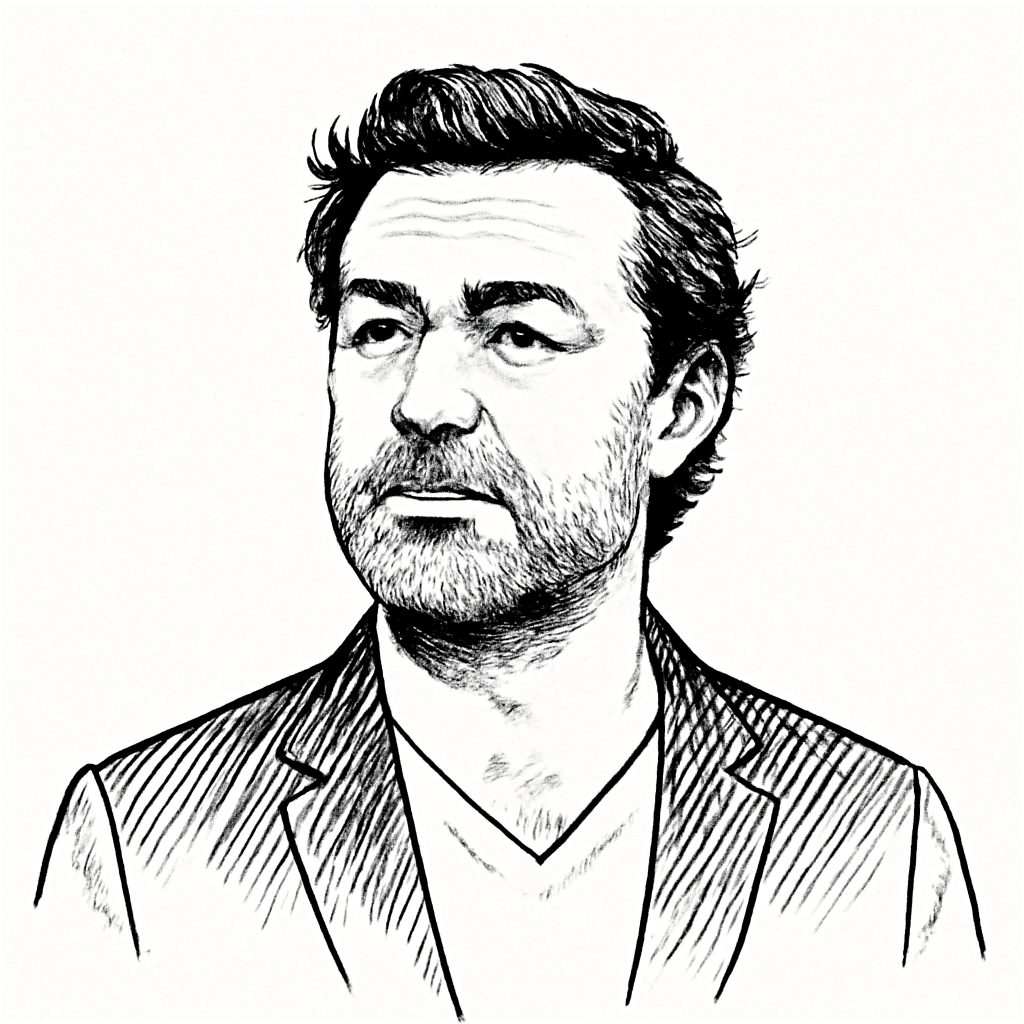 Drawn portrait of Pedro Pina