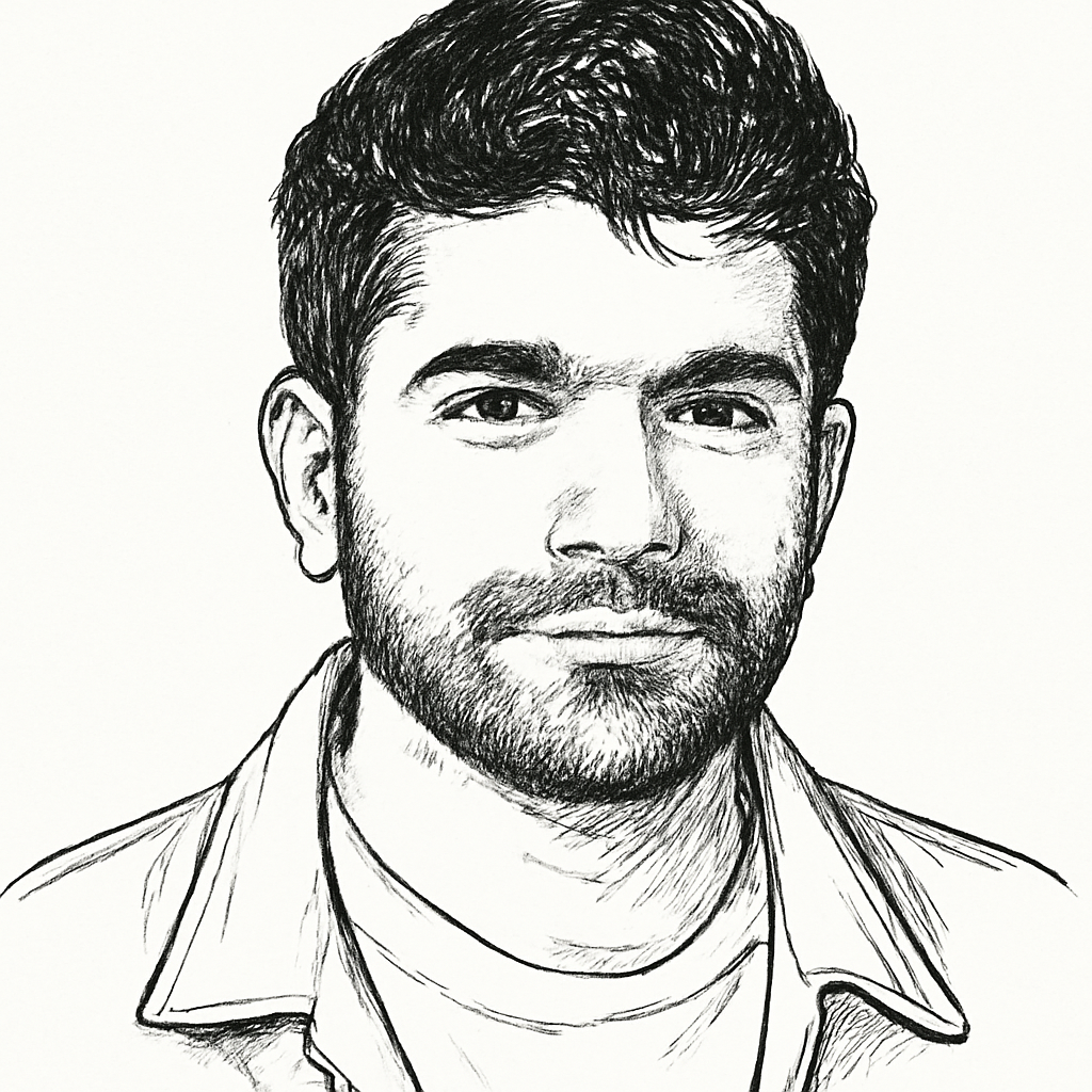 Drawn portrait of Aravind Srinivas