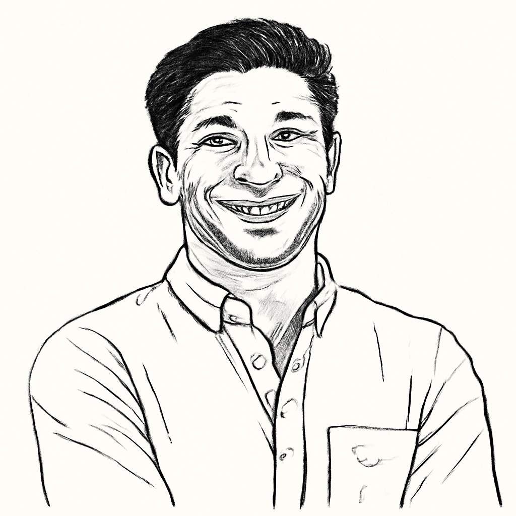 Drawn portrait of Raman Malik