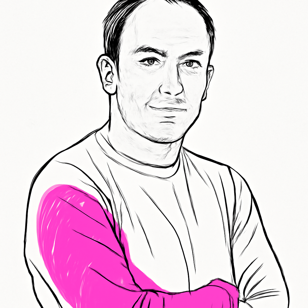 Drawn portrait of Dmitry Shevelenko