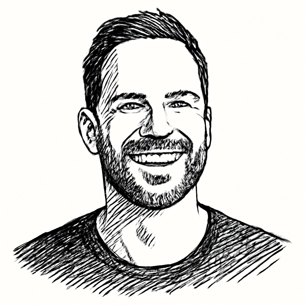 Drawn portrait of Bryan Schreier