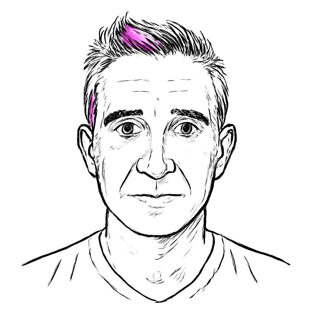 Drawn portrait of Alain Tascan