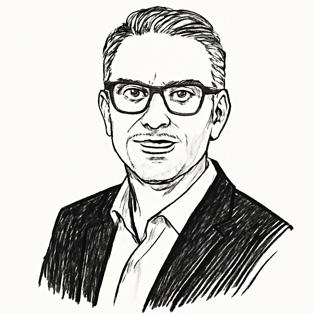 Drawn portrait of Matt Tindale