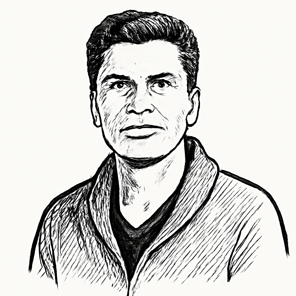 Drawn portrait of Raghu Hiremagalur